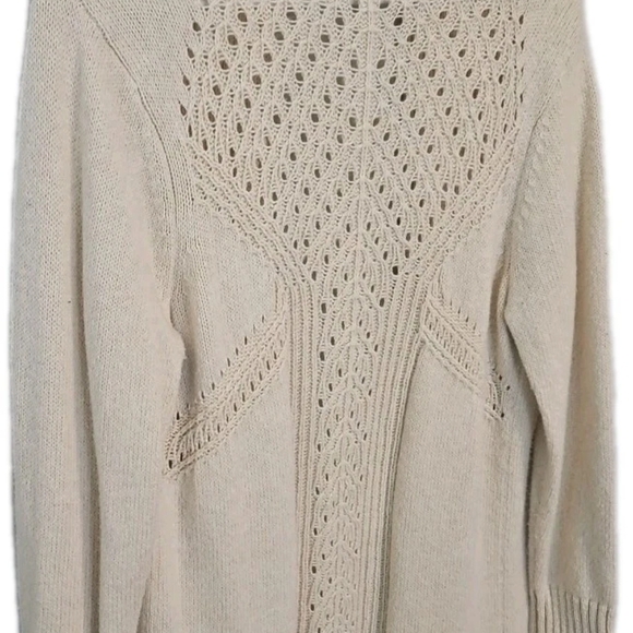 Maurices L Cream Open Front Cardigan Sweater Knit Cottage Retro Y2k Boho - Picture 13 of 14